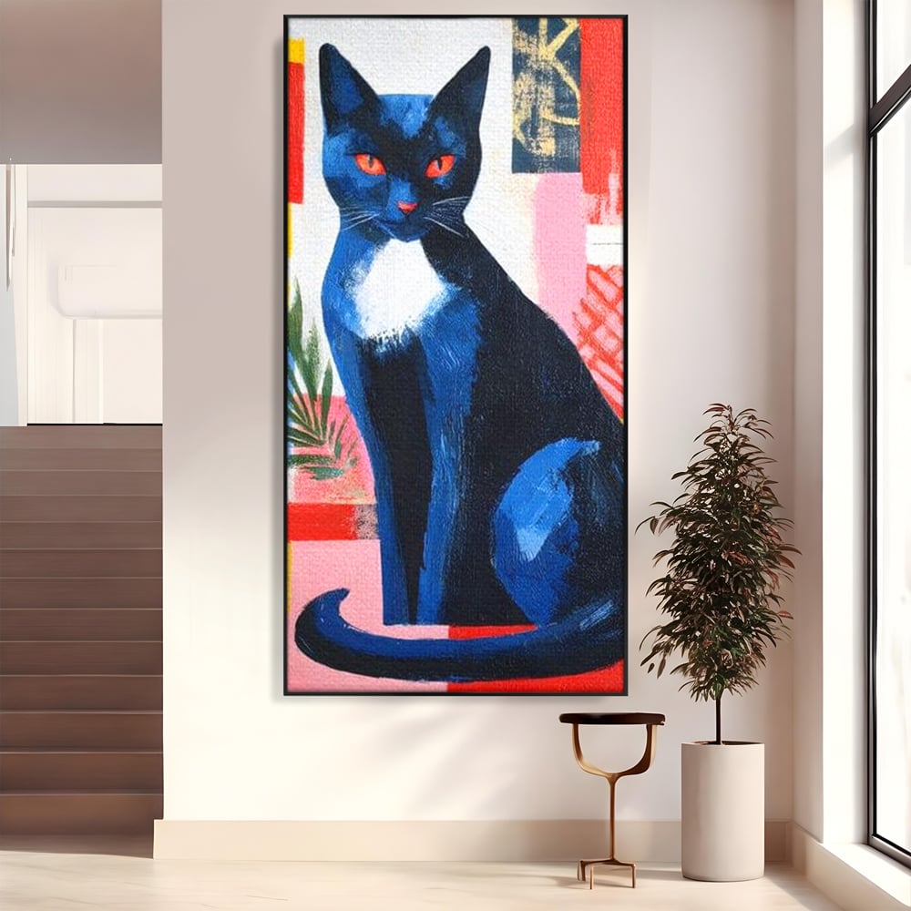 Leinwand Wandkunst Canvas Premium, LuxCanva® M1481, Königin der Nacht, Abstrakte Kunst, Modern, Blick, Geheimnis, Katze, Tier, Feline, Schlafzimmer, Büro, Wohnzimmer, Kinderzimmer