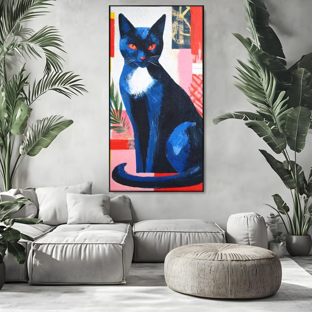 Leinwand Wandkunst Canvas Premium, LuxCanva® M1481, Königin der Nacht, Abstrakte Kunst, Modern, Blick, Geheimnis, Katze, Tier, Feline, Schlafzimmer, Büro, Wohnzimmer, Kinderzimmer