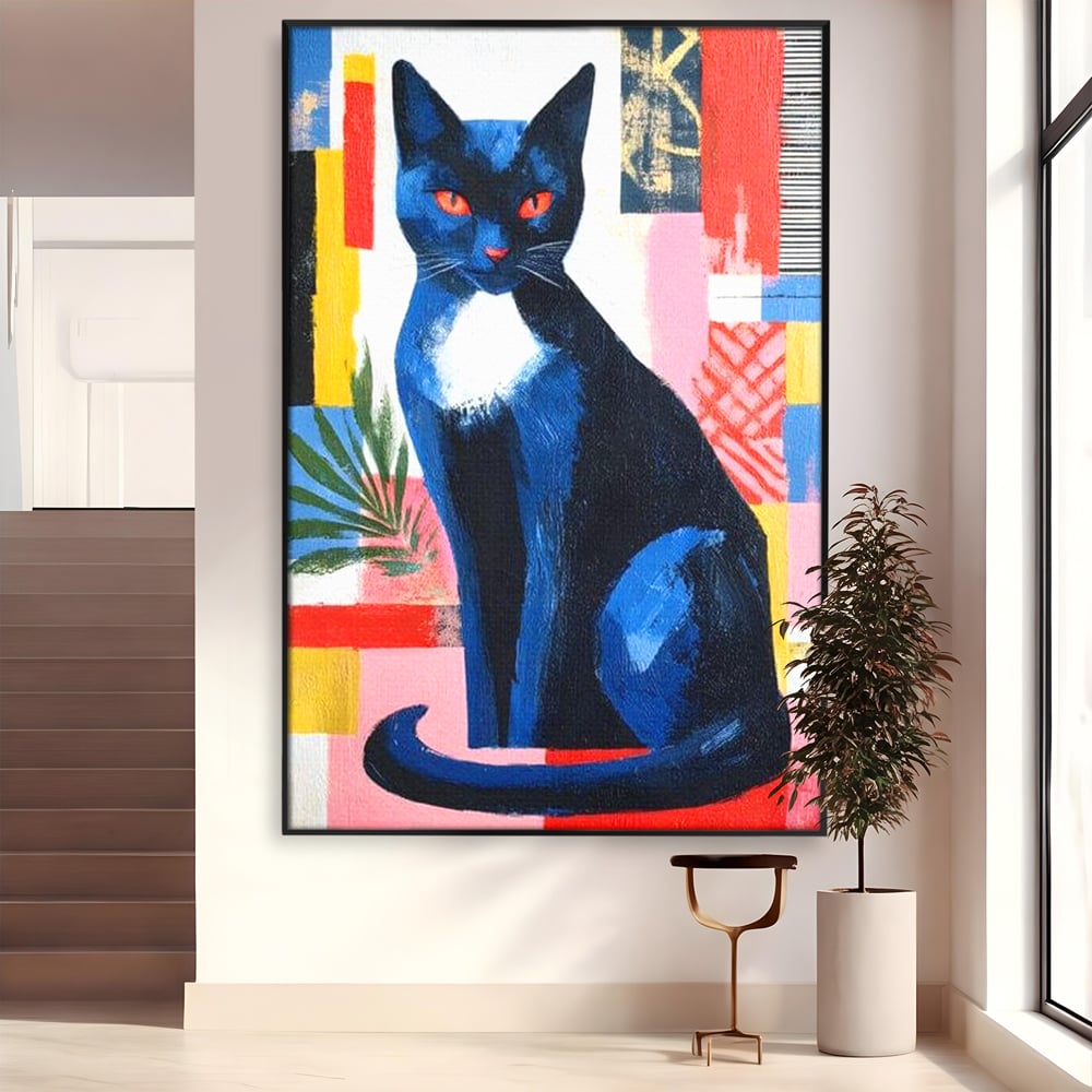 Leinwand Wandkunst Canvas Premium, LuxCanva® M1481, Königin der Nacht, Abstrakte Kunst, Modern, Blick, Geheimnis, Katze, Tier, Feline, Schlafzimmer, Büro, Wohnzimmer, Kinderzimmer