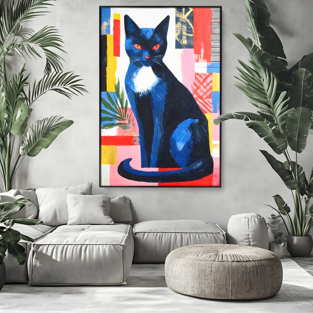 Leinwand Wandkunst Canvas Premium, LuxCanva® M1481, Königin der Nacht, Abstrakte Kunst, Modern, Blick, Geheimnis, Katze, Tier, Feline, Schlafzimmer, Büro, Wohnzimmer, Kinderzimmer