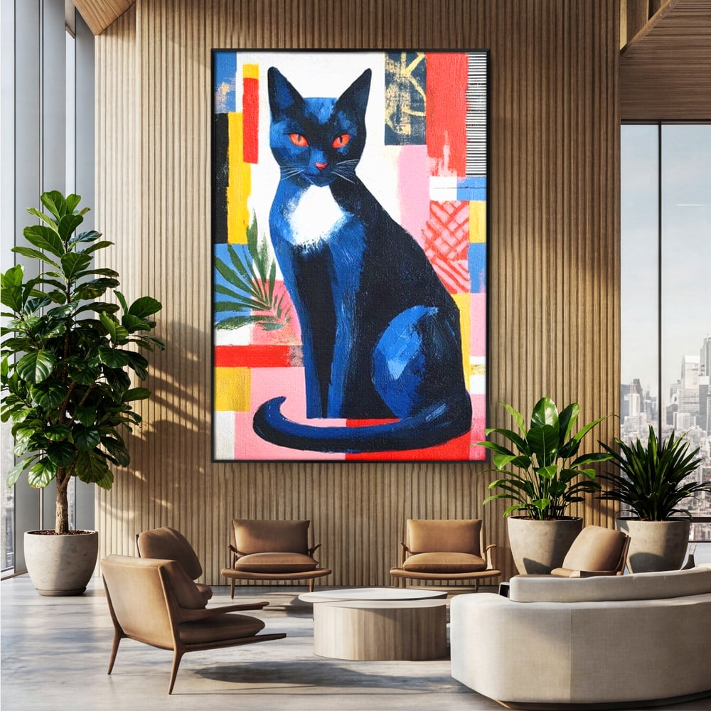 Leinwand Wandkunst Canvas Premium, LuxCanva® M1481, Königin der Nacht, Abstrakte Kunst, Modern, Blick, Geheimnis, Katze, Tier, Feline, Schlafzimmer, Büro, Wohnzimmer, Kinderzimmer