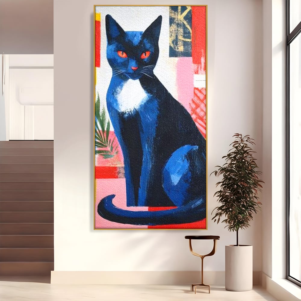 Leinwand Wandkunst Canvas Premium, LuxCanva® M1481, Königin der Nacht, Abstrakte Kunst, Modern, Blick, Geheimnis, Katze, Tier, Feline, Schlafzimmer, Büro, Wohnzimmer, Kinderzimmer