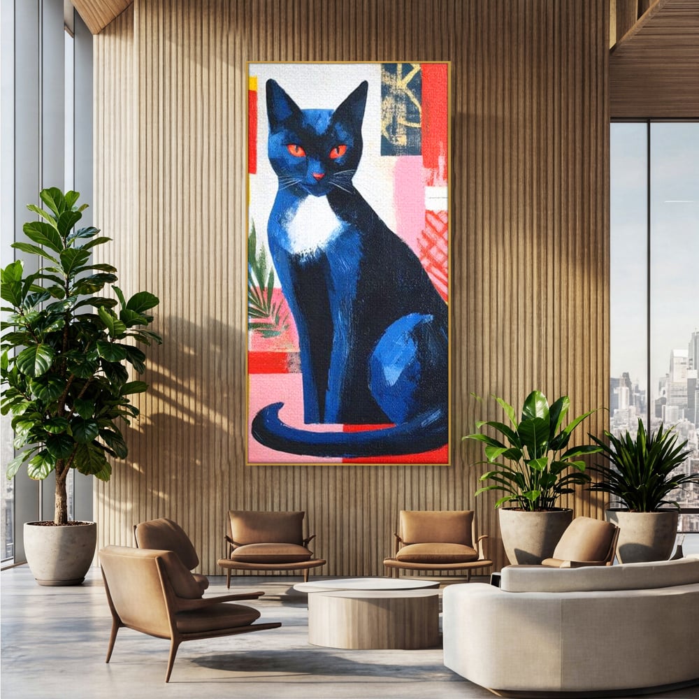 Leinwand Wandkunst Canvas Premium, LuxCanva® M1481, Königin der Nacht, Abstrakte Kunst, Modern, Blick, Geheimnis, Katze, Tier, Feline, Schlafzimmer, Büro, Wohnzimmer, Kinderzimmer