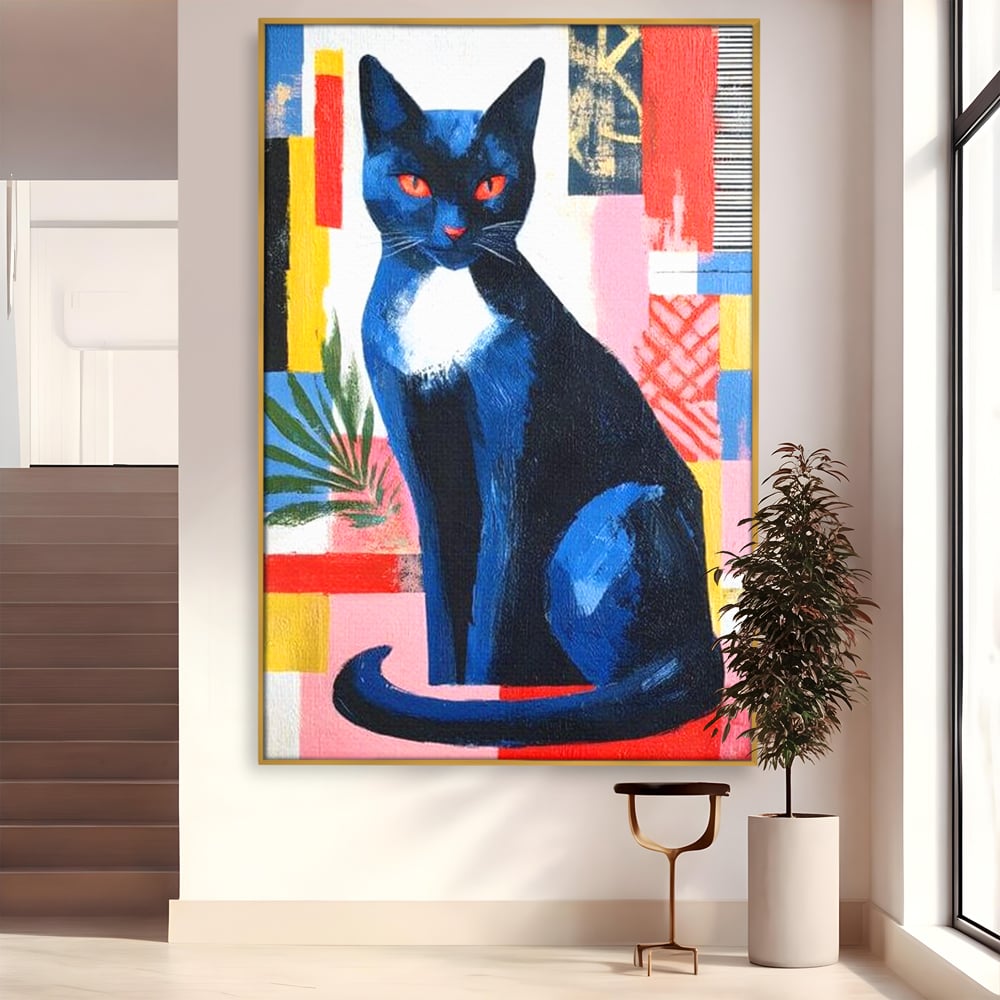 Leinwand Wandkunst Canvas Premium, LuxCanva® M1481, Königin der Nacht, Abstrakte Kunst, Modern, Blick, Geheimnis, Katze, Tier, Feline, Schlafzimmer, Büro, Wohnzimmer, Kinderzimmer