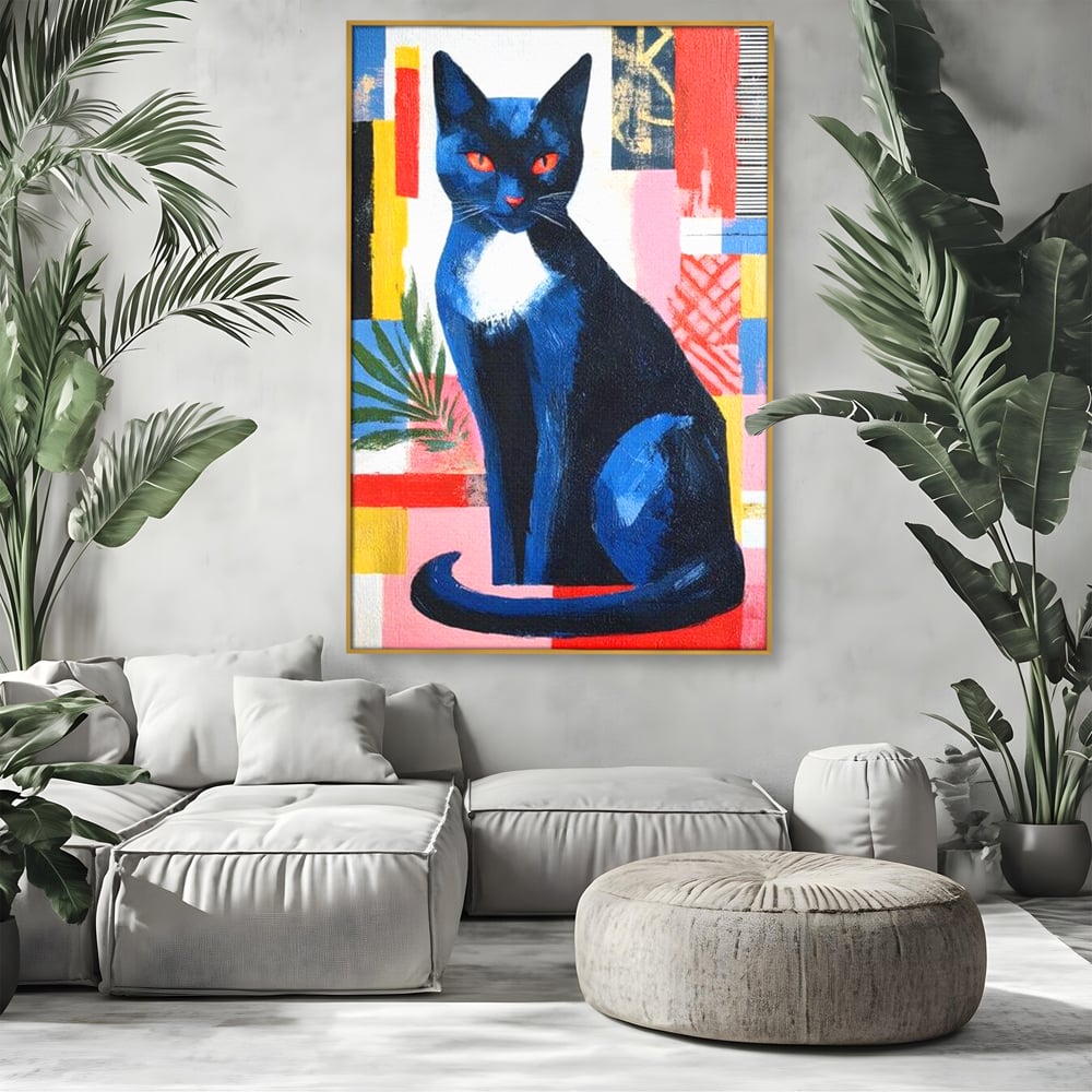 Leinwand Wandkunst Canvas Premium, LuxCanva® M1481, Königin der Nacht, Abstrakte Kunst, Modern, Blick, Geheimnis, Katze, Tier, Feline, Schlafzimmer, Büro, Wohnzimmer, Kinderzimmer
