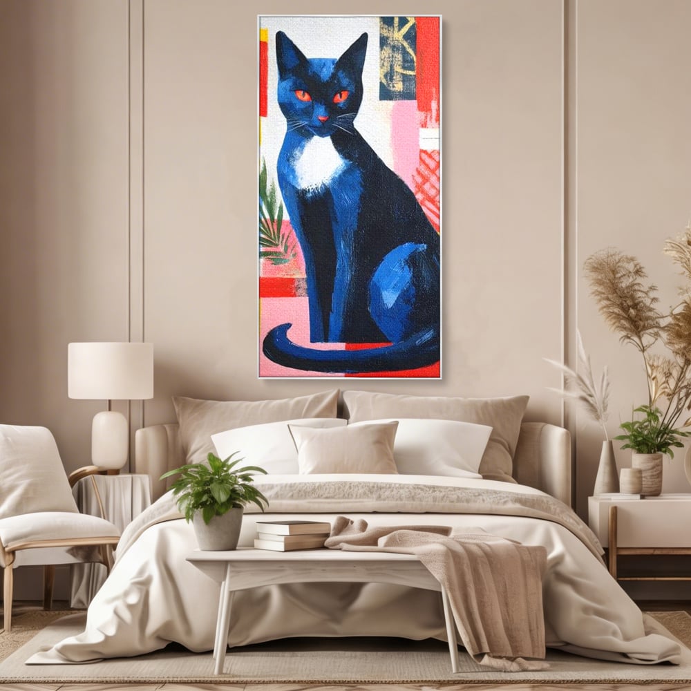 Leinwand Wandkunst Canvas Premium, LuxCanva® M1481, Königin der Nacht, Abstrakte Kunst, Modern, Blick, Geheimnis, Katze, Tier, Feline, Schlafzimmer, Büro, Wohnzimmer, Kinderzimmer