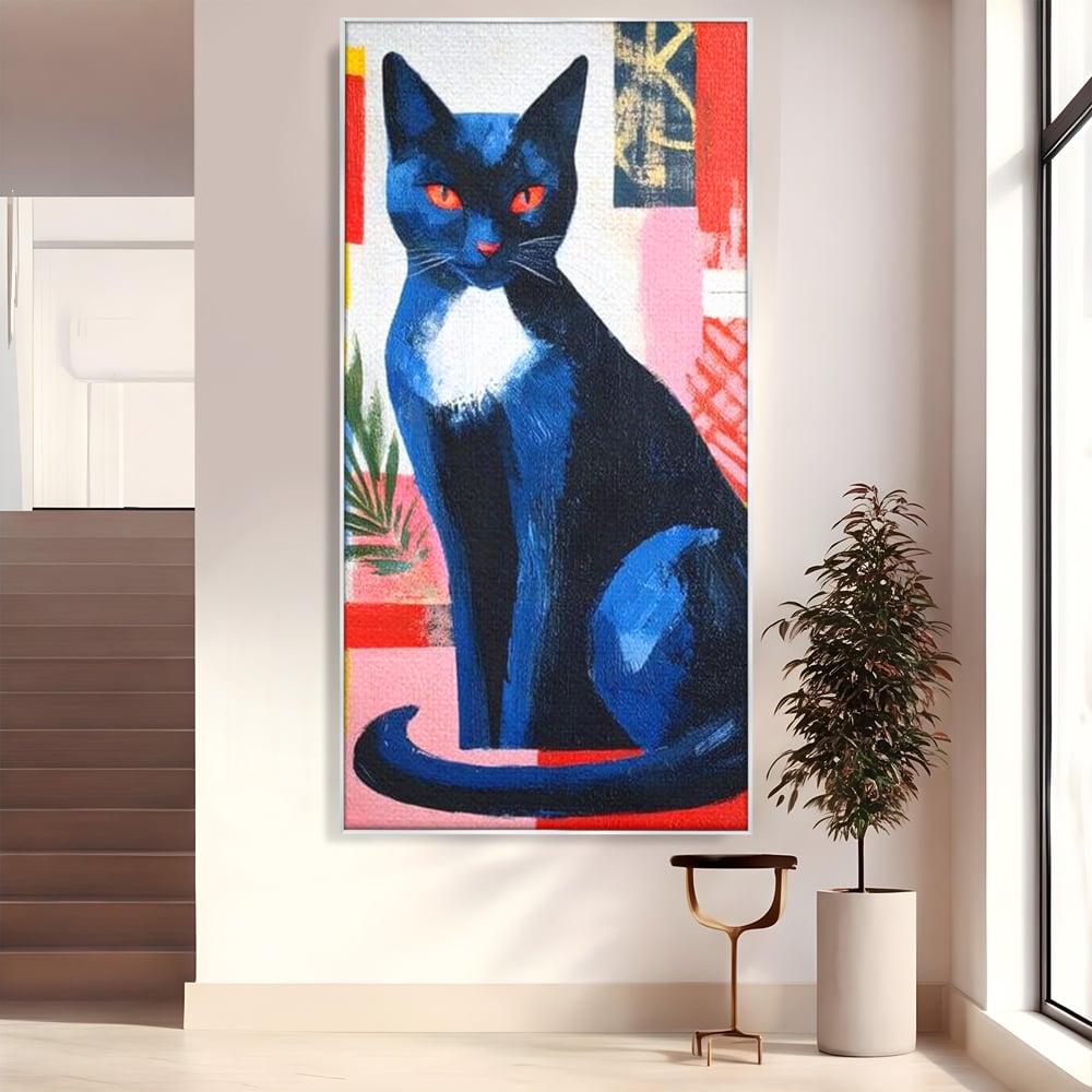 Leinwand Wandkunst Canvas Premium, LuxCanva® M1481, Königin der Nacht, Abstrakte Kunst, Modern, Blick, Geheimnis, Katze, Tier, Feline, Schlafzimmer, Büro, Wohnzimmer, Kinderzimmer
