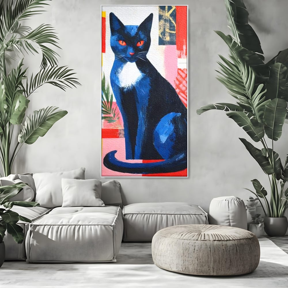 Leinwand Wandkunst Canvas Premium, LuxCanva® M1481, Königin der Nacht, Abstrakte Kunst, Modern, Blick, Geheimnis, Katze, Tier, Feline, Schlafzimmer, Büro, Wohnzimmer, Kinderzimmer