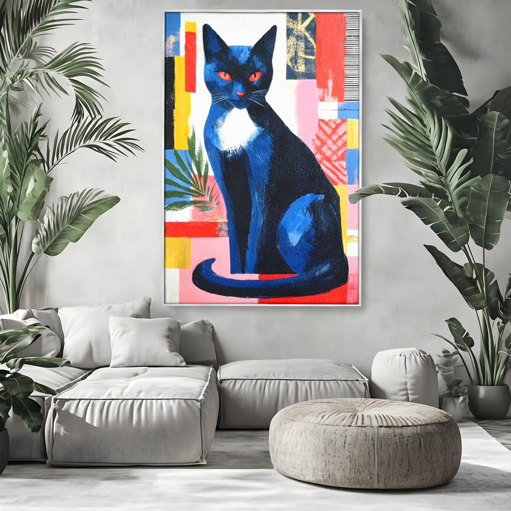 Leinwand Wandkunst Canvas Premium, LuxCanva® M1481, Königin der Nacht, Abstrakte Kunst, Modern, Blick, Geheimnis, Katze, Tier, Feline, Schlafzimmer, Büro, Wohnzimmer, Kinderzimmer