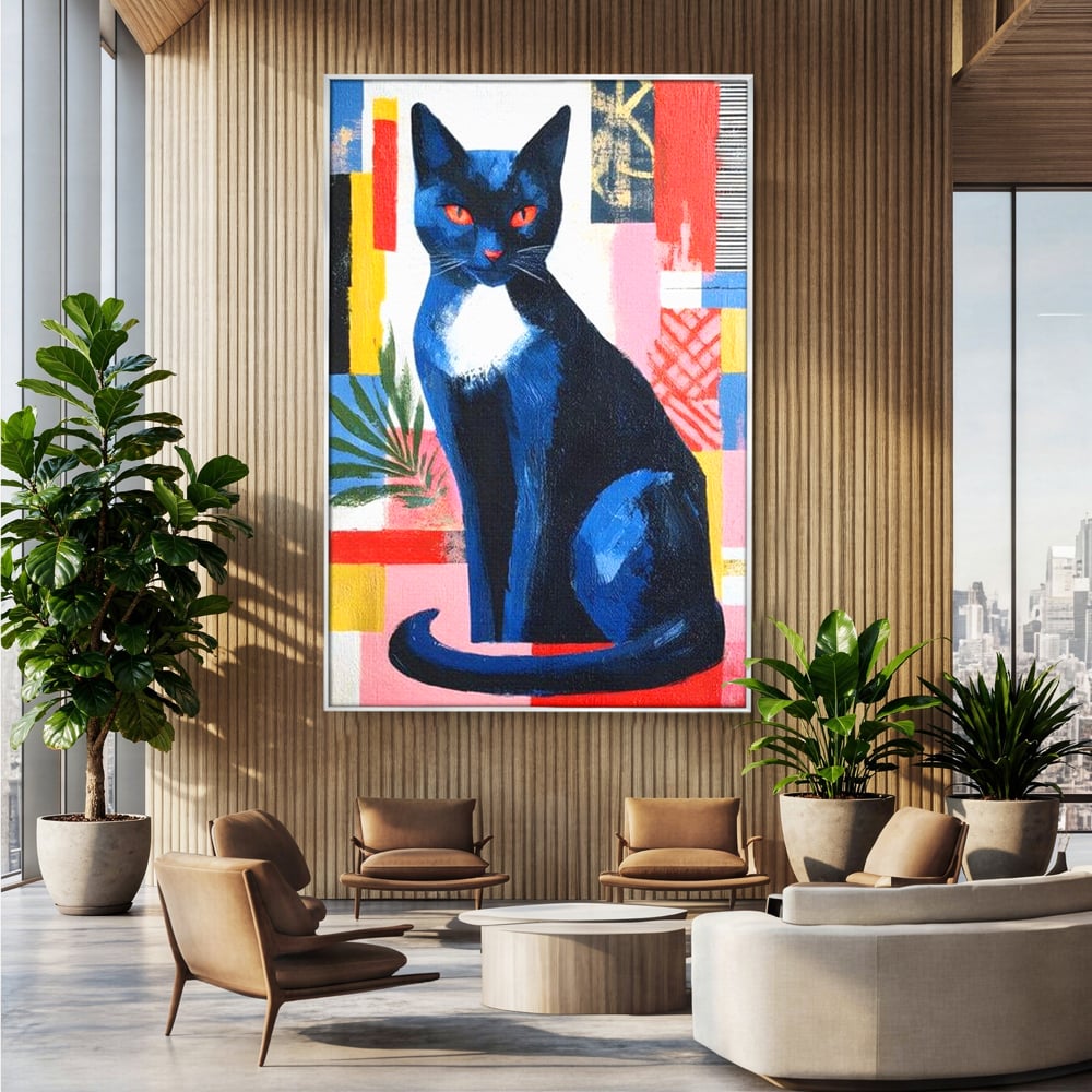 Leinwand Wandkunst Canvas Premium, LuxCanva® M1481, Königin der Nacht, Abstrakte Kunst, Modern, Blick, Geheimnis, Katze, Tier, Feline, Schlafzimmer, Büro, Wohnzimmer, Kinderzimmer