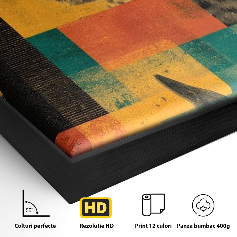 Tablou Canvas Premium, LuxCanva® M1482, Glorie Tropicala, Animale, Leopard, Rinocer, Pasare, Jungla, Exotic, Salbaticie, Dormitor, Birou, Living, Camera Copil