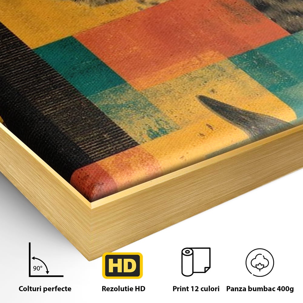 Tablou Canvas Premium, LuxCanva® M1482, Glorie Tropicala, Animale, Leopard, Rinocer, Pasare, Jungla, Exotic, Salbaticie, Dormitor, Birou, Living, Camera Copil