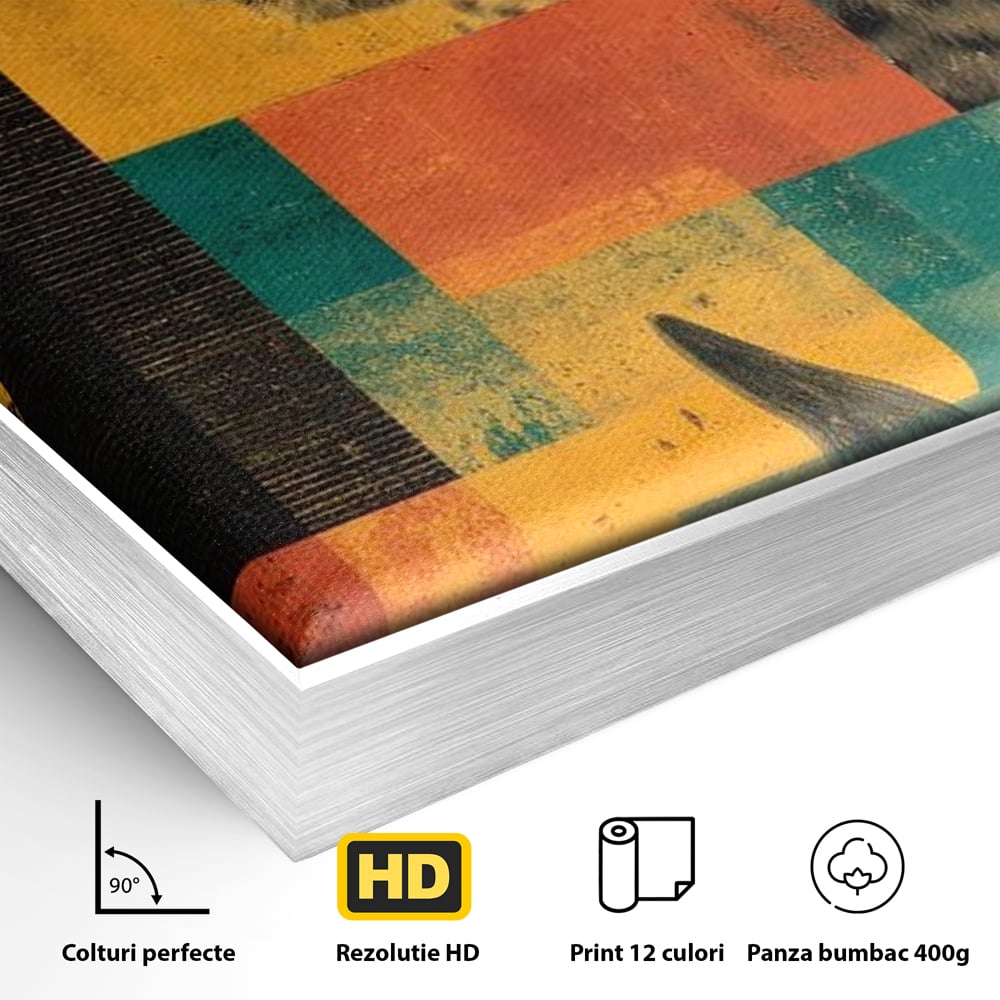 Tablou Canvas Premium, LuxCanva® M1482, Glorie Tropicala, Animale, Leopard, Rinocer, Pasare, Jungla, Exotic, Salbaticie, Dormitor, Birou, Living, Camera Copil