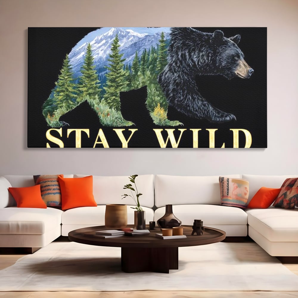 Leinwandbilder Premium, LuxCanva® M1483, In the Heart of the Mountains, Bär, Landschaft, Natur, Berge, Wild, Ruf, Schicksal, Abenteuer, Schlafzimmer, Büro, Wohnzimmer, Kinderzimmer