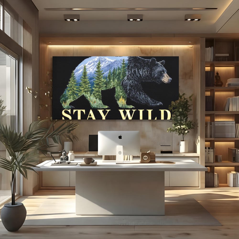 Leinwandbilder Premium, LuxCanva® M1483, In the Heart of the Mountains, Bär, Landschaft, Natur, Berge, Wild, Ruf, Schicksal, Abenteuer, Schlafzimmer, Büro, Wohnzimmer, Kinderzimmer