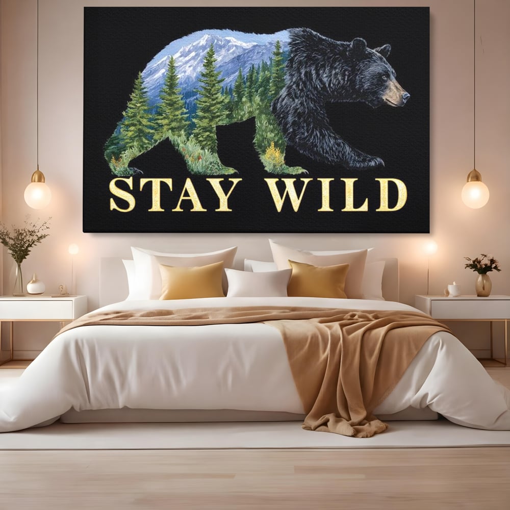 Leinwandbilder Premium, LuxCanva® M1483, In the Heart of the Mountains, Bär, Landschaft, Natur, Berge, Wild, Ruf, Schicksal, Abenteuer, Schlafzimmer, Büro, Wohnzimmer, Kinderzimmer