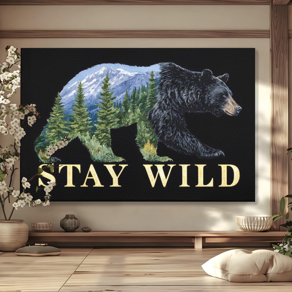 Leinwandbilder Premium, LuxCanva® M1483, In the Heart of the Mountains, Bär, Landschaft, Natur, Berge, Wild, Ruf, Schicksal, Abenteuer, Schlafzimmer, Büro, Wohnzimmer, Kinderzimmer