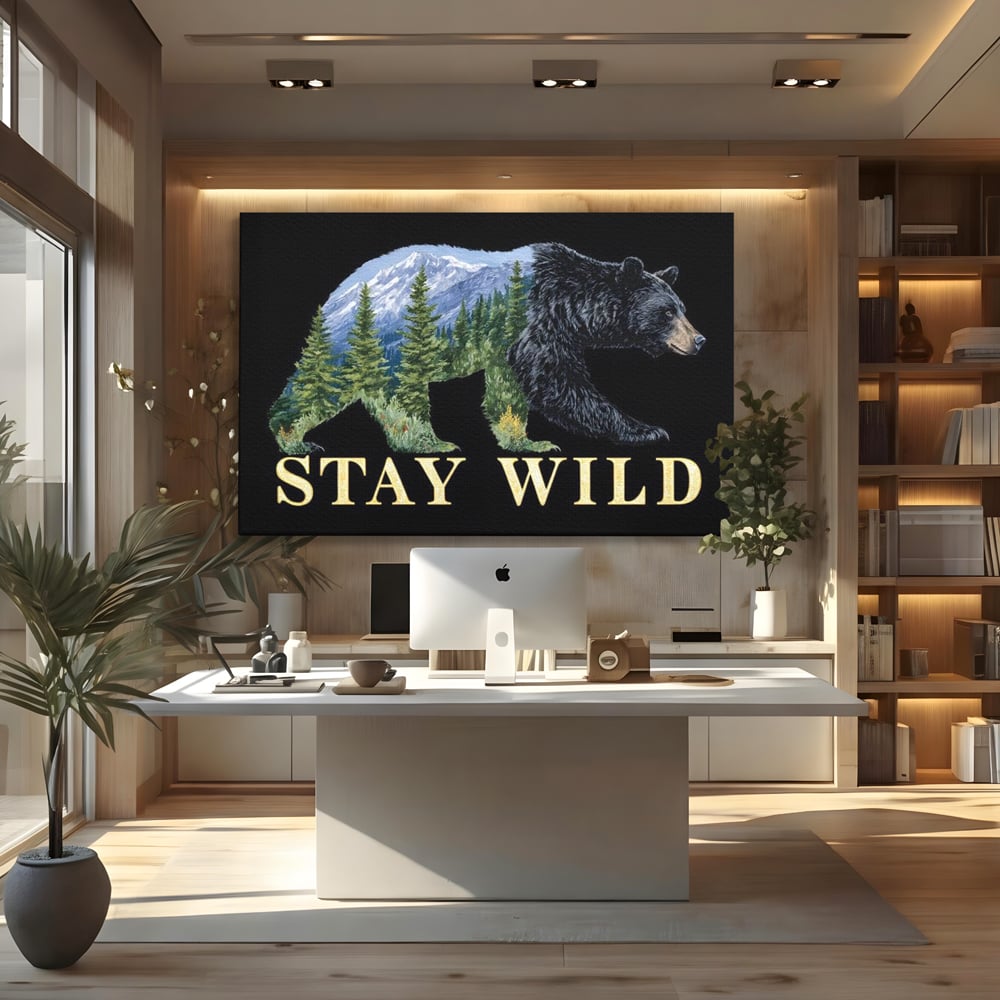 Leinwandbilder Premium, LuxCanva® M1483, In the Heart of the Mountains, Bär, Landschaft, Natur, Berge, Wild, Ruf, Schicksal, Abenteuer, Schlafzimmer, Büro, Wohnzimmer, Kinderzimmer