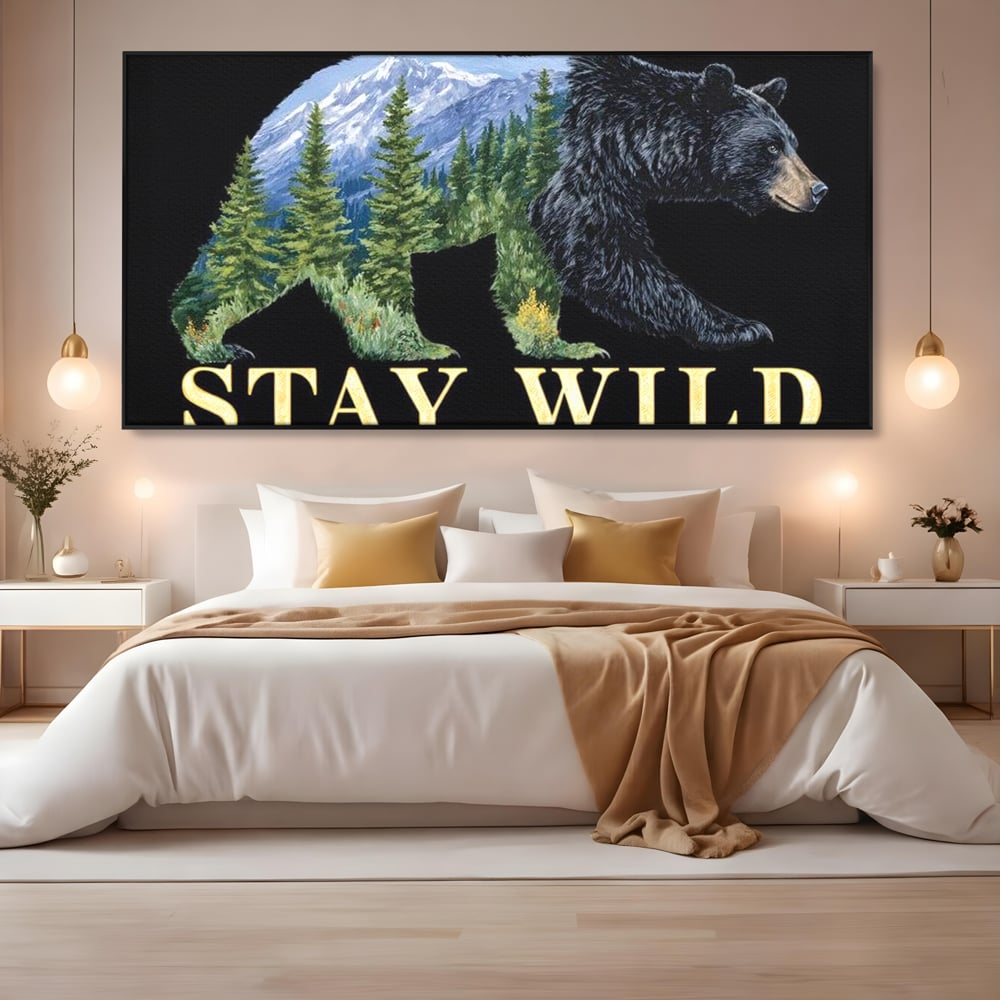 Leinwandbilder Premium, LuxCanva® M1483, In the Heart of the Mountains, Bär, Landschaft, Natur, Berge, Wild, Ruf, Schicksal, Abenteuer, Schlafzimmer, Büro, Wohnzimmer, Kinderzimmer