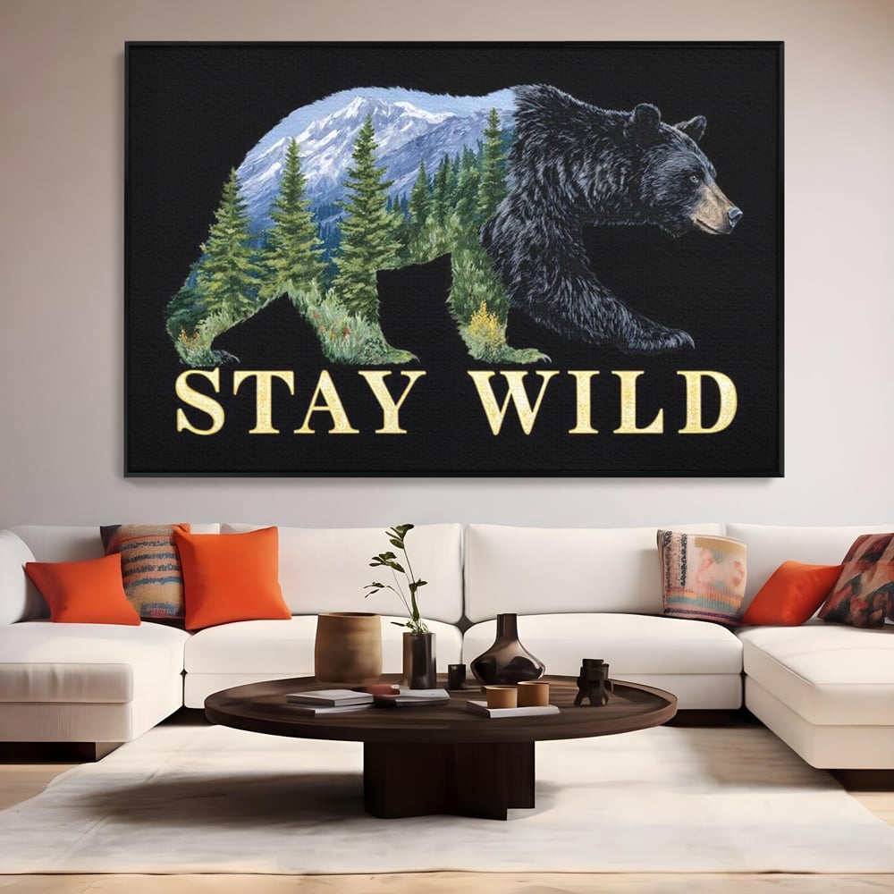 Leinwandbilder Premium, LuxCanva® M1483, In the Heart of the Mountains, Bär, Landschaft, Natur, Berge, Wild, Ruf, Schicksal, Abenteuer, Schlafzimmer, Büro, Wohnzimmer, Kinderzimmer