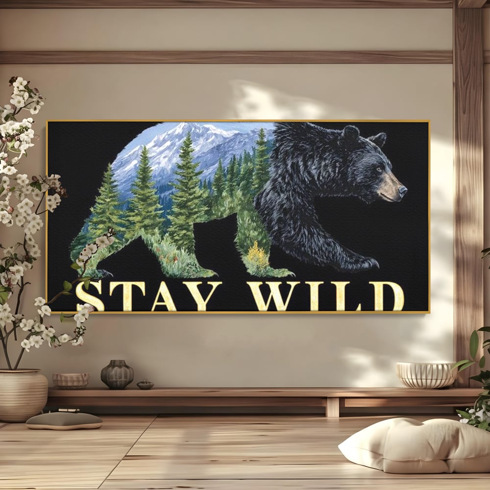 Leinwandbilder Premium, LuxCanva® M1483, In the Heart of the Mountains, Bär, Landschaft, Natur, Berge, Wild, Ruf, Schicksal, Abenteuer, Schlafzimmer, Büro, Wohnzimmer, Kinderzimmer