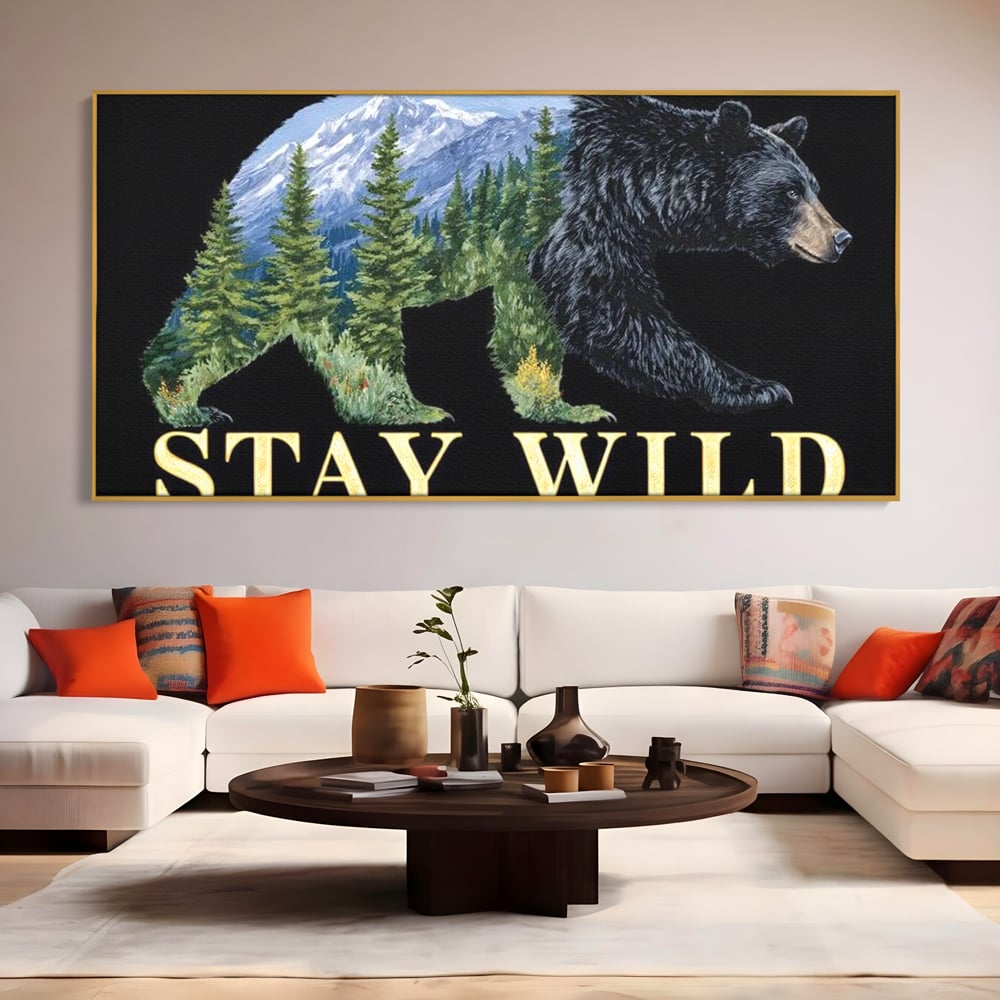 Leinwandbilder Premium, LuxCanva® M1483, In the Heart of the Mountains, Bär, Landschaft, Natur, Berge, Wild, Ruf, Schicksal, Abenteuer, Schlafzimmer, Büro, Wohnzimmer, Kinderzimmer