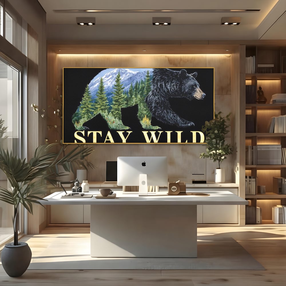 Leinwandbilder Premium, LuxCanva® M1483, In the Heart of the Mountains, Bär, Landschaft, Natur, Berge, Wild, Ruf, Schicksal, Abenteuer, Schlafzimmer, Büro, Wohnzimmer, Kinderzimmer