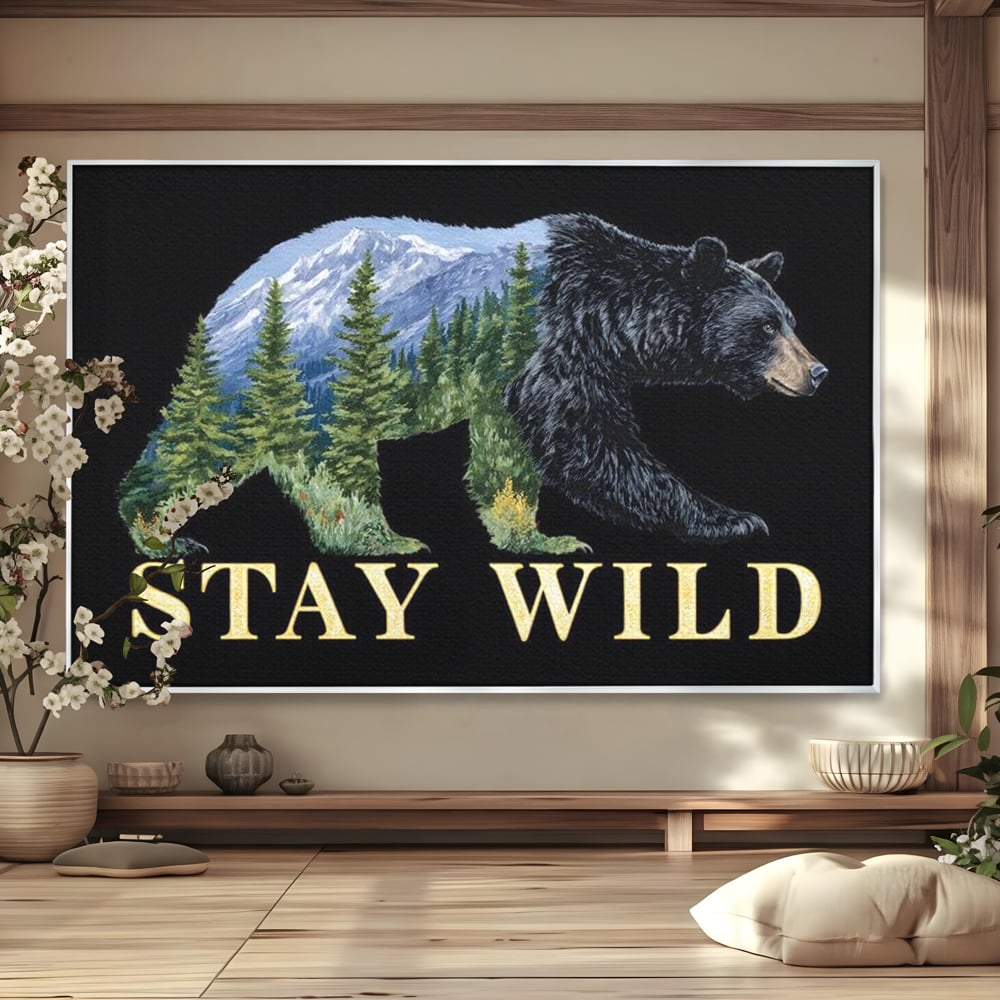 Leinwandbilder Premium, LuxCanva® M1483, In the Heart of the Mountains, Bär, Landschaft, Natur, Berge, Wild, Ruf, Schicksal, Abenteuer, Schlafzimmer, Büro, Wohnzimmer, Kinderzimmer