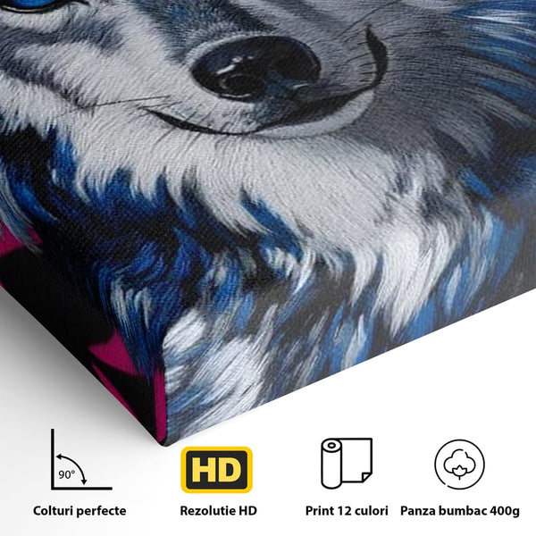 Tablou Canvas Premium, LuxCanva® M1484, Domnia Regelui Lup, Lup, Animal, Rege, Coroana, Roial, Alfa, Prezenta, Putere, Dormitor, Birou, Living, Camera Copil