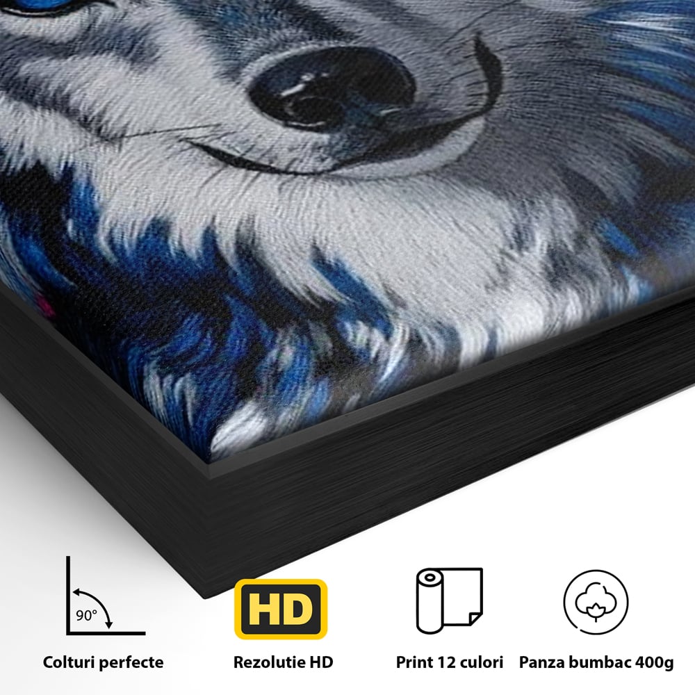 Tablou Canvas Premium, LuxCanva® M1484, Domnia Regelui Lup, Lup, Animal, Rege, Coroana, Roial, Alfa, Prezenta, Putere, Dormitor, Birou, Living, Camera Copil