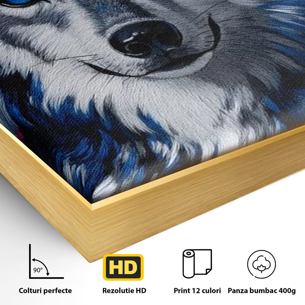 Tablou Canvas Premium, LuxCanva® M1484, Domnia Regelui Lup, Lup, Animal, Rege, Coroana, Roial, Alfa, Prezenta, Putere, Dormitor, Birou, Living, Camera Copil