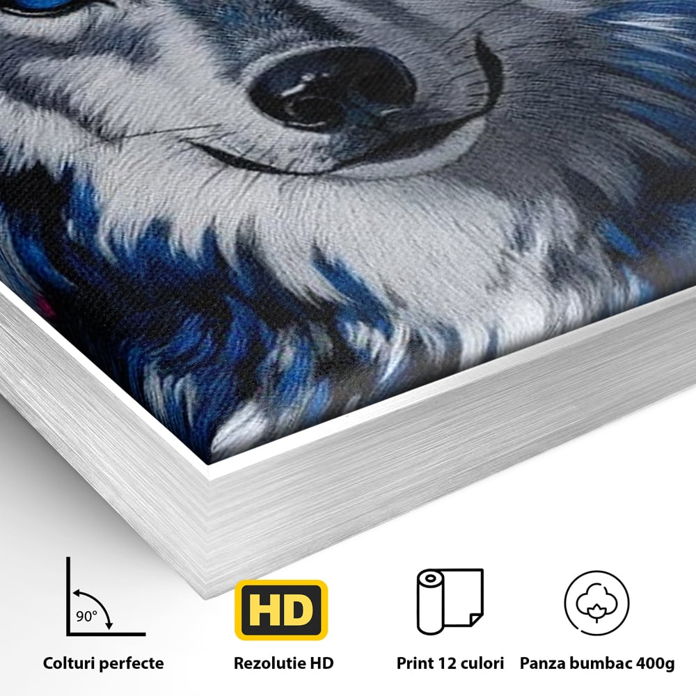 Tablou Canvas Premium, LuxCanva® M1484, Domnia Regelui Lup, Lup, Animal, Rege, Coroana, Roial, Alfa, Prezenta, Putere, Dormitor, Birou, Living, Camera Copil