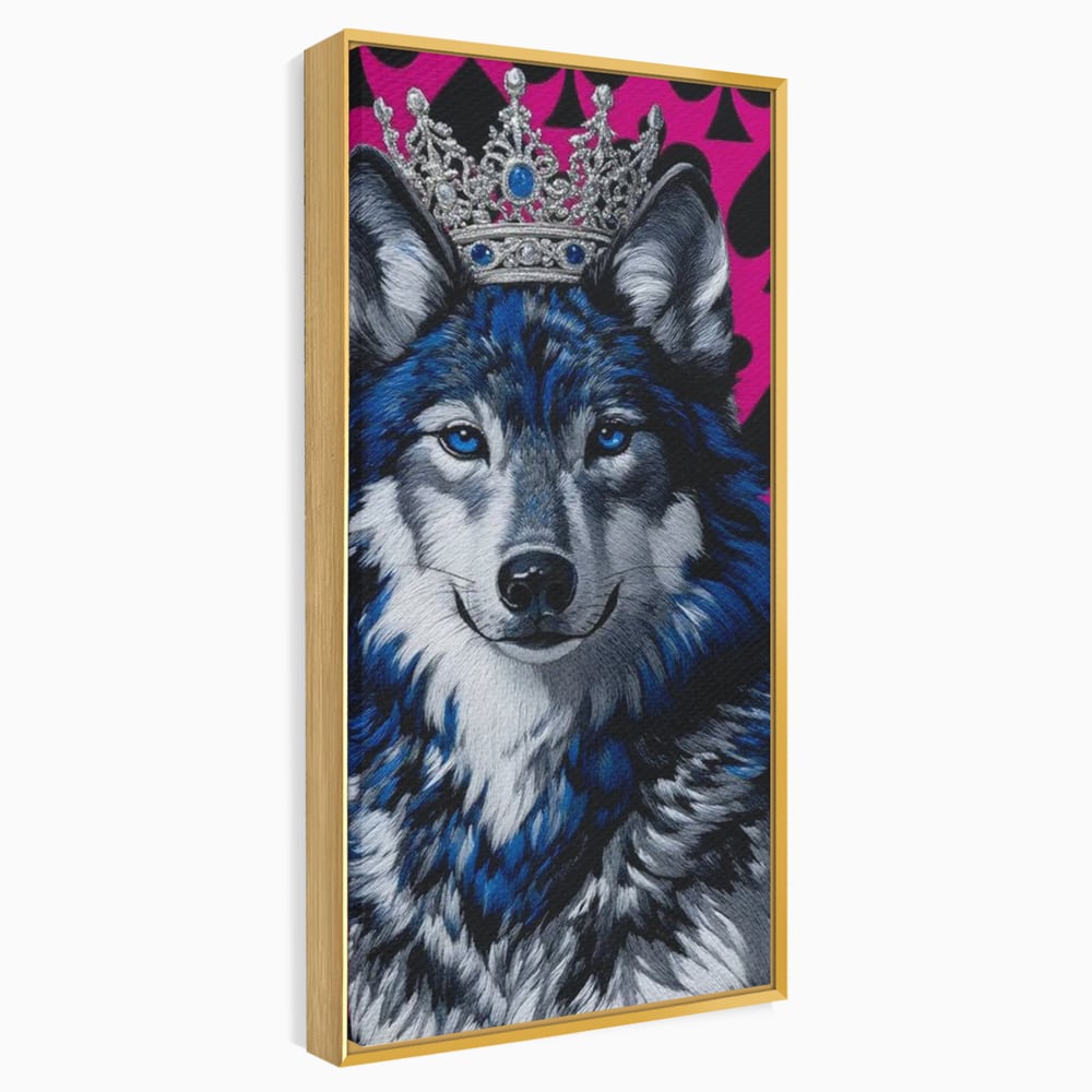 Tablou Canvas Premium, LuxCanva® M1484, Domnia Regelui Lup, Lup, Animal, Rege, Coroana, Roial, Alfa, Prezenta, Putere, Dormitor, Birou, Living, Camera Copil
