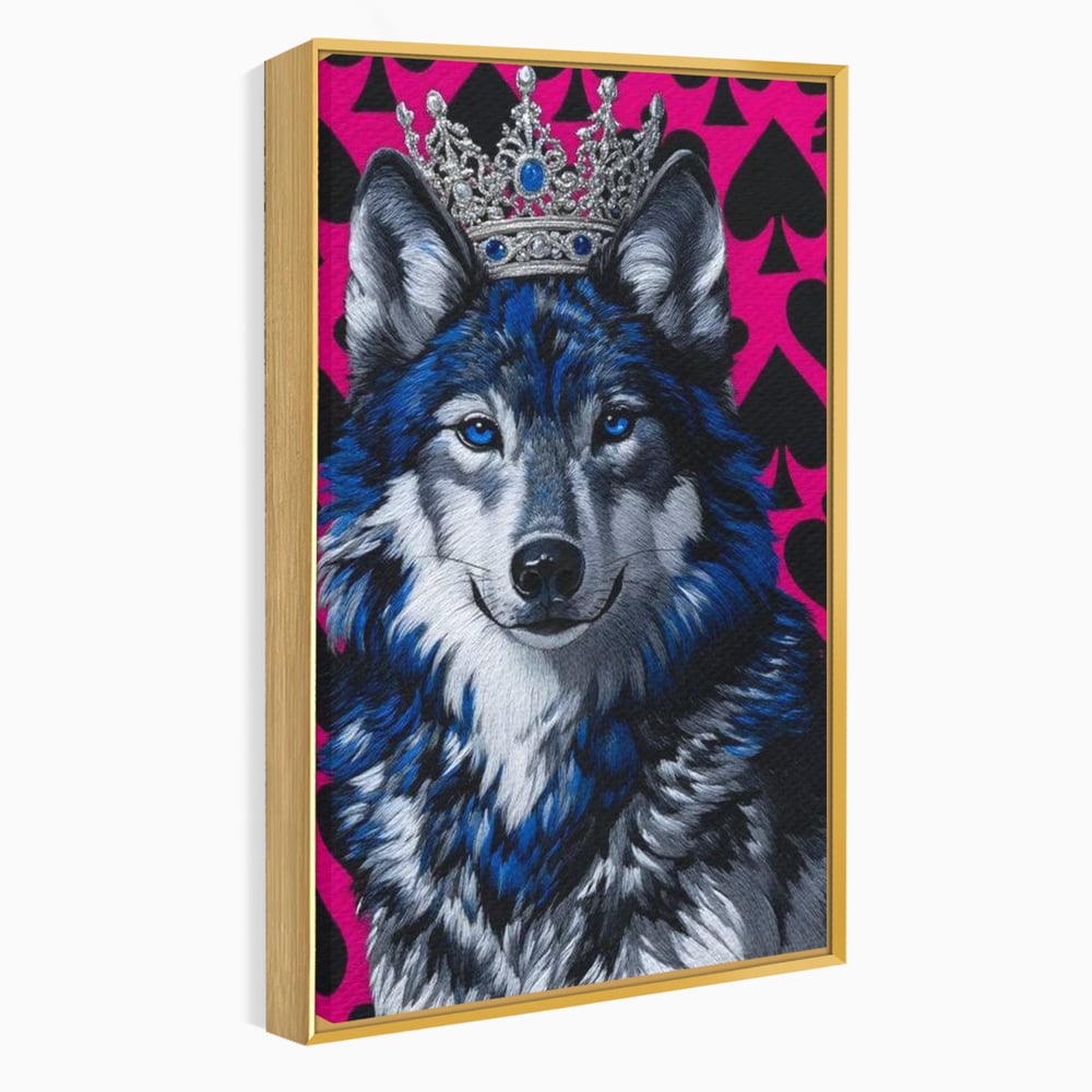 Tablou Canvas Premium, LuxCanva® M1484, Domnia Regelui Lup, Lup, Animal, Rege, Coroana, Roial, Alfa, Prezenta, Putere, Dormitor, Birou, Living, Camera Copil