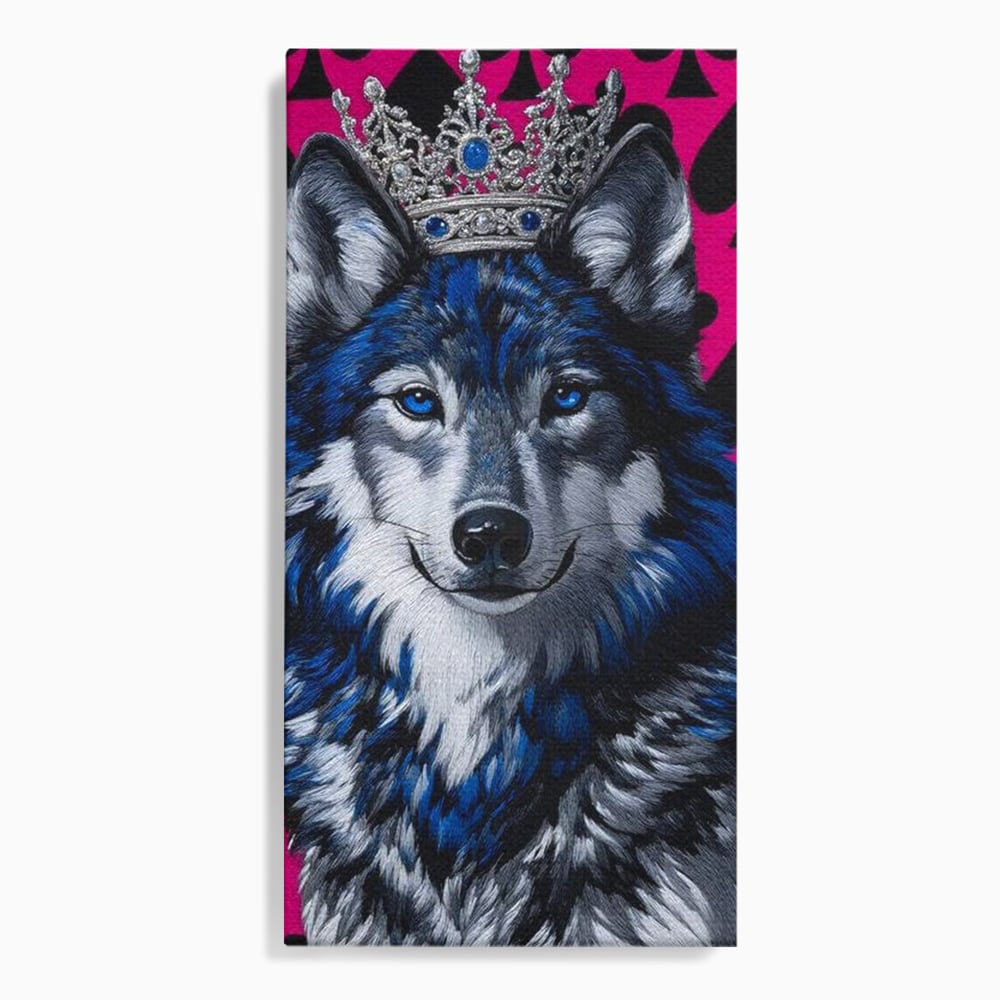 Tablou Canvas Premium, LuxCanva® M1484, Domnia Regelui Lup, Lup, Animal, Rege, Coroana, Roial, Alfa, Prezenta, Putere, Dormitor, Birou, Living, Camera Copil