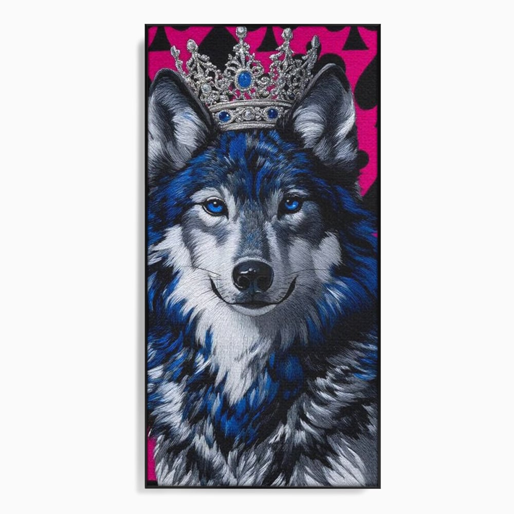 Tablou Canvas Premium, LuxCanva® M1484, Domnia Regelui Lup, Lup, Animal, Rege, Coroana, Roial, Alfa, Prezenta, Putere, Dormitor, Birou, Living, Camera Copil