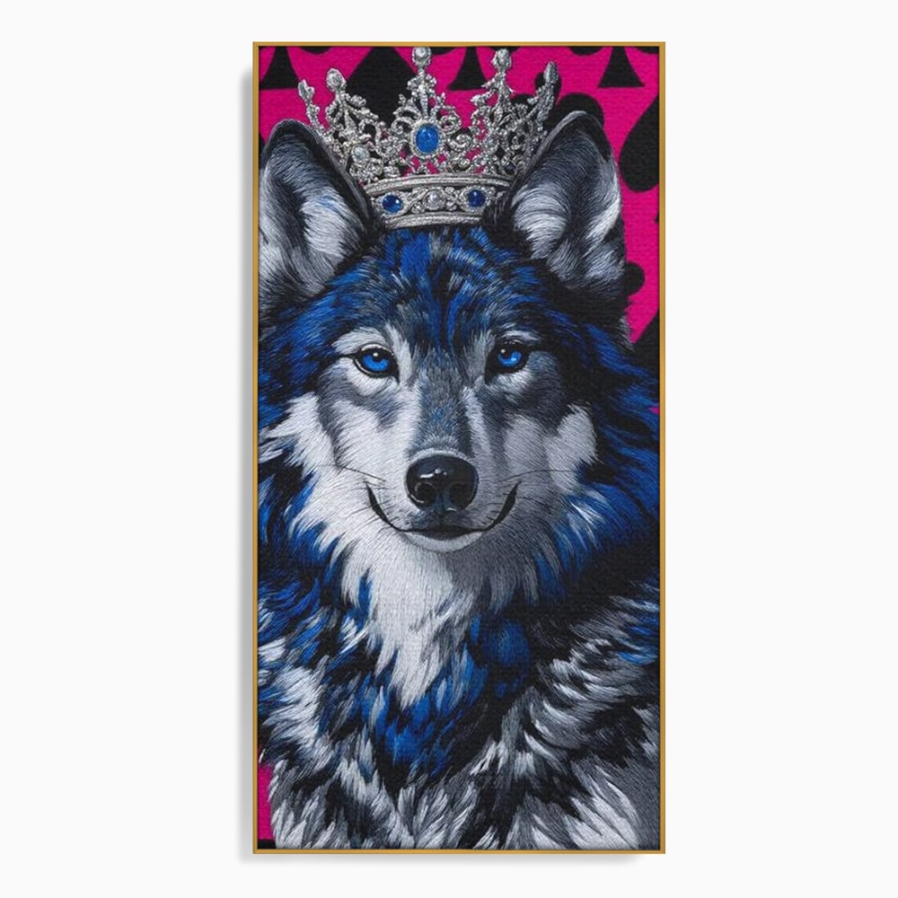 Tablou Canvas Premium, LuxCanva® M1484, Domnia Regelui Lup, Lup, Animal, Rege, Coroana, Roial, Alfa, Prezenta, Putere, Dormitor, Birou, Living, Camera Copil