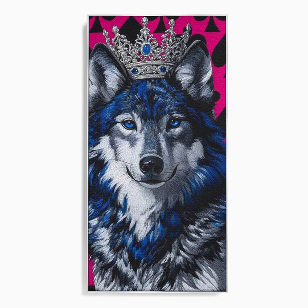 Tablou Canvas Premium, LuxCanva® M1484, Domnia Regelui Lup, Lup, Animal, Rege, Coroana, Roial, Alfa, Prezenta, Putere, Dormitor, Birou, Living, Camera Copil