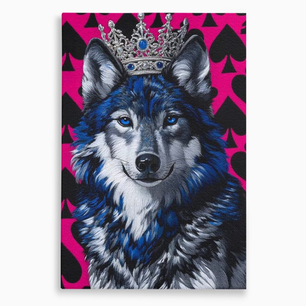 Tablou Canvas Premium, LuxCanva® M1484, Domnia Regelui Lup, Lup, Animal, Rege, Coroana, Roial, Alfa, Prezenta, Putere, Dormitor, Birou, Living, Camera Copil
