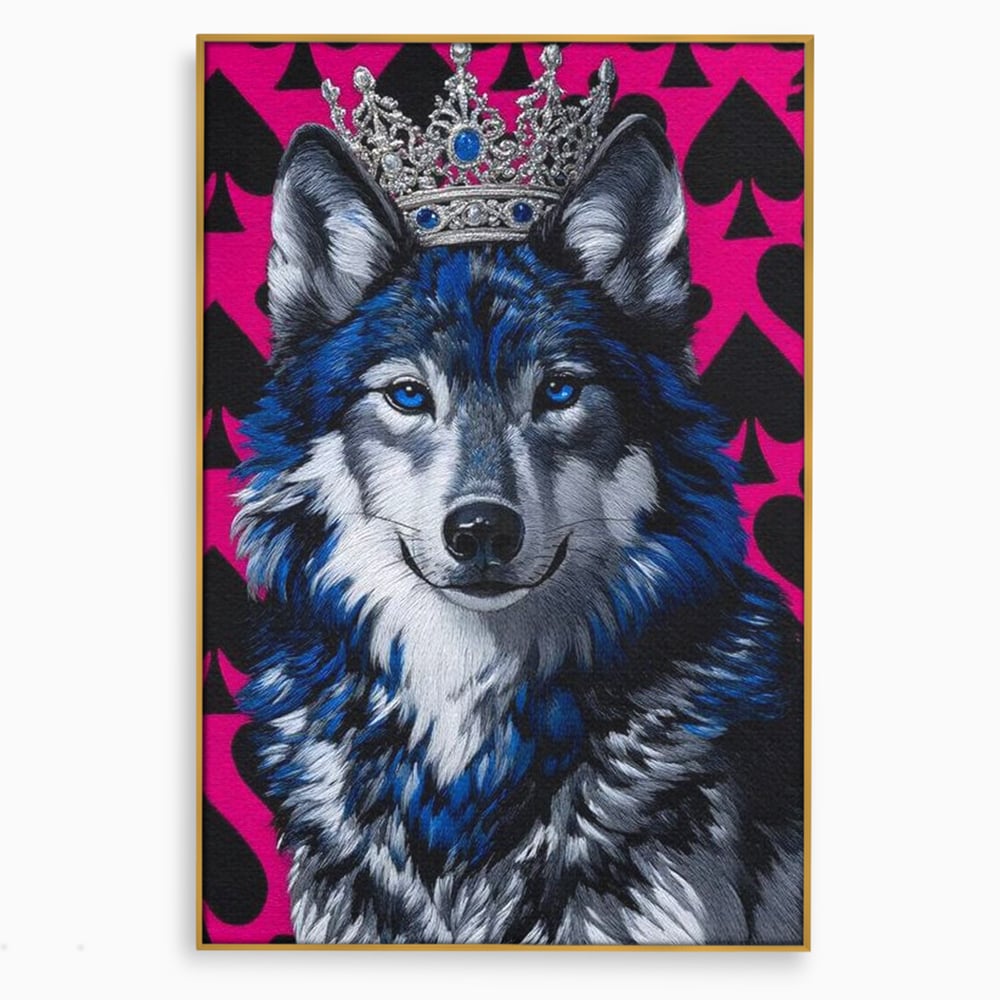 Tablou Canvas Premium, LuxCanva® M1484, Domnia Regelui Lup, Lup, Animal, Rege, Coroana, Roial, Alfa, Prezenta, Putere, Dormitor, Birou, Living, Camera Copil