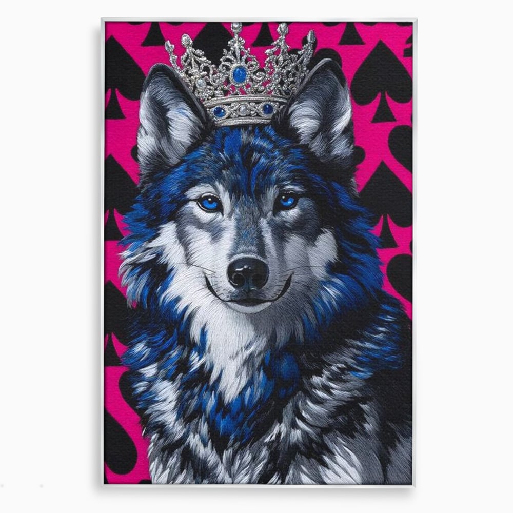 Tablou Canvas Premium, LuxCanva® M1484, Domnia Regelui Lup, Lup, Animal, Rege, Coroana, Roial, Alfa, Prezenta, Putere, Dormitor, Birou, Living, Camera Copil