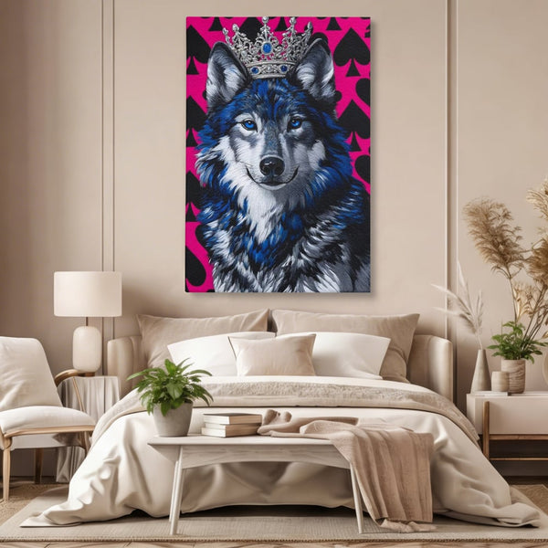 Tablou Canvas Premium, LuxCanva® M1484, Domnia Regelui Lup, Lup, Animal, Rege, Coroana, Roial, Alfa, Prezenta, Putere, Dormitor, Birou, Living, Camera Copil