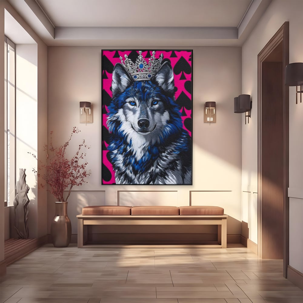 Tablou Canvas Premium, LuxCanva® M1484, Domnia Regelui Lup, Lup, Animal, Rege, Coroana, Roial, Alfa, Prezenta, Putere, Dormitor, Birou, Living, Camera Copil