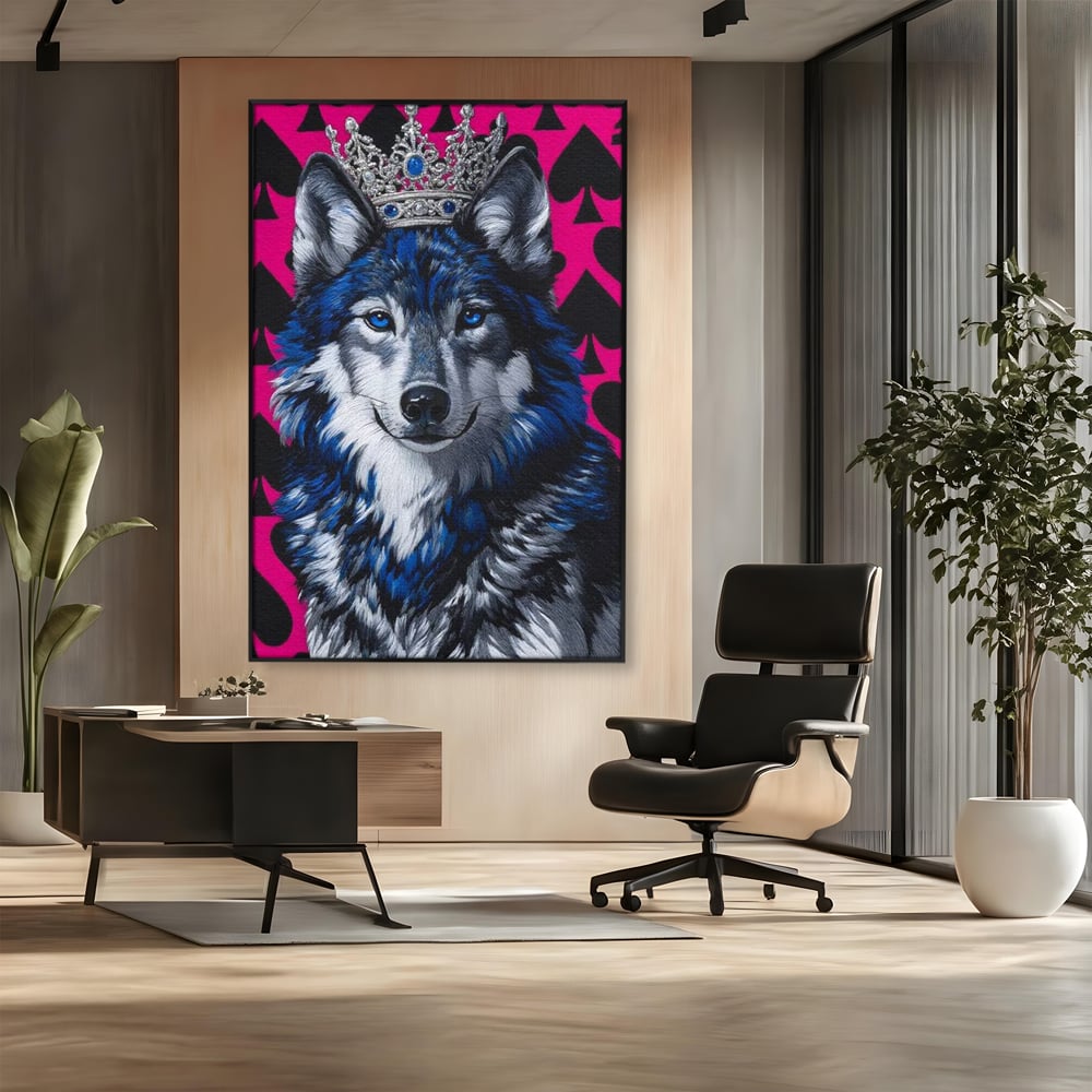 Tablou Canvas Premium, LuxCanva® M1484, Domnia Regelui Lup, Lup, Animal, Rege, Coroana, Roial, Alfa, Prezenta, Putere, Dormitor, Birou, Living, Camera Copil