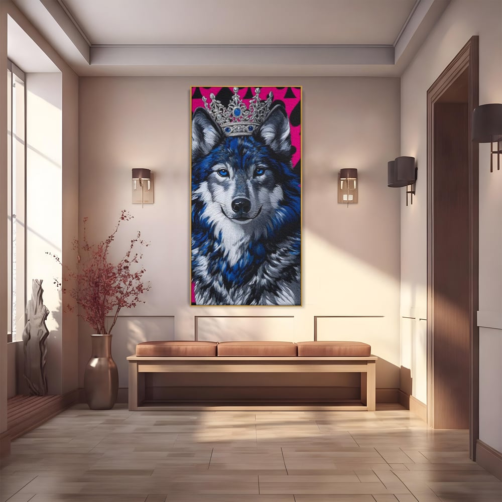 Tablou Canvas Premium, LuxCanva® M1484, Domnia Regelui Lup, Lup, Animal, Rege, Coroana, Roial, Alfa, Prezenta, Putere, Dormitor, Birou, Living, Camera Copil