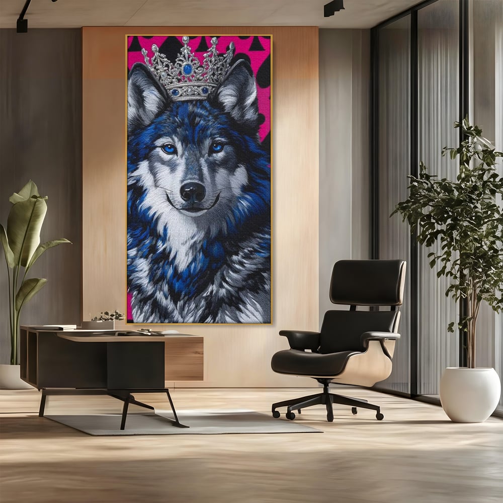 Tablou Canvas Premium, LuxCanva® M1484, Domnia Regelui Lup, Lup, Animal, Rege, Coroana, Roial, Alfa, Prezenta, Putere, Dormitor, Birou, Living, Camera Copil