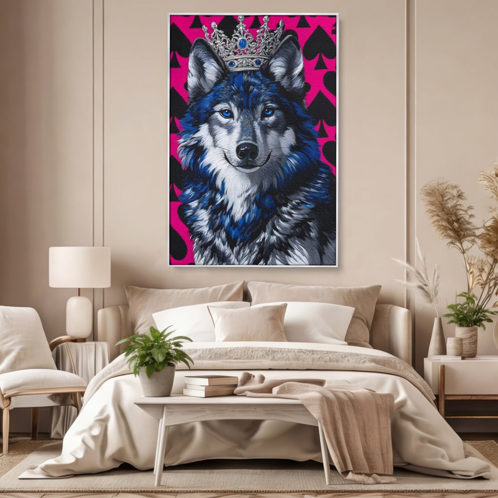 Tablou Canvas Premium, LuxCanva® M1484, Domnia Regelui Lup, Lup, Animal, Rege, Coroana, Roial, Alfa, Prezenta, Putere, Dormitor, Birou, Living, Camera Copil