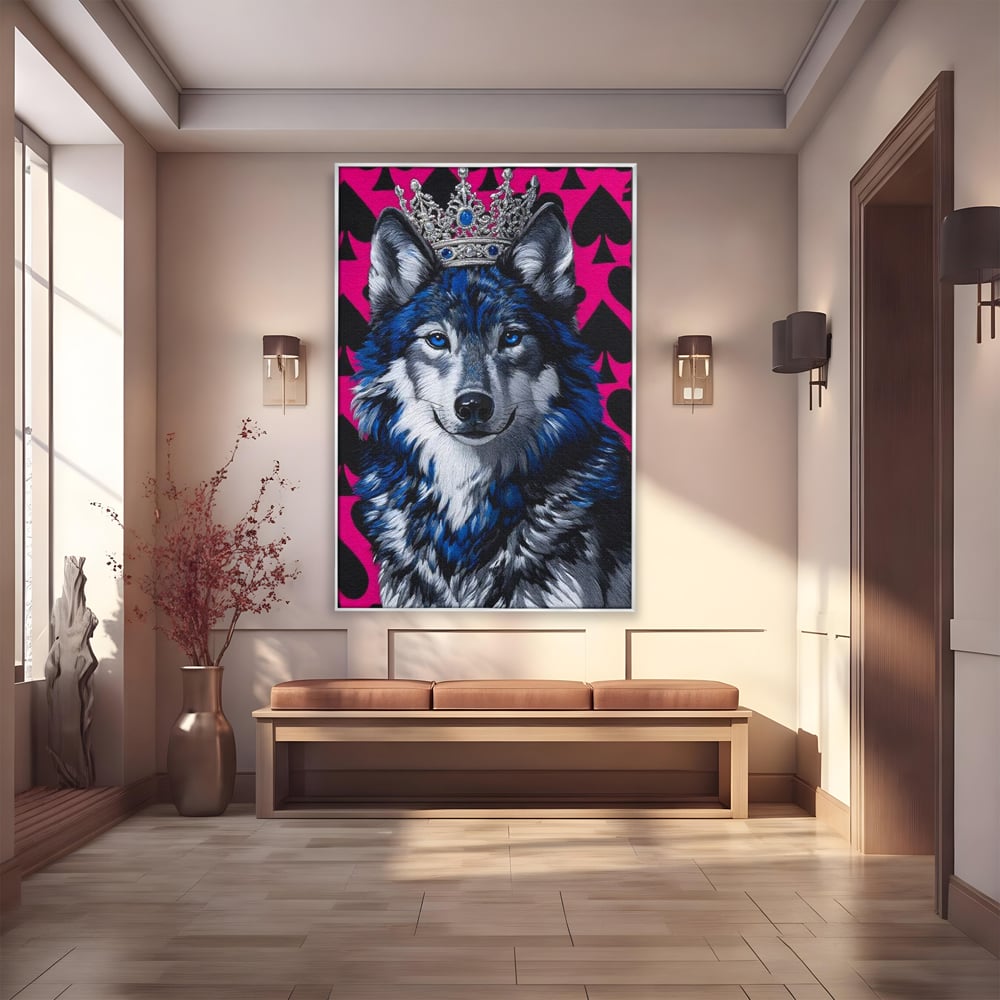 Tablou Canvas Premium, LuxCanva® M1484, Domnia Regelui Lup, Lup, Animal, Rege, Coroana, Roial, Alfa, Prezenta, Putere, Dormitor, Birou, Living, Camera Copil