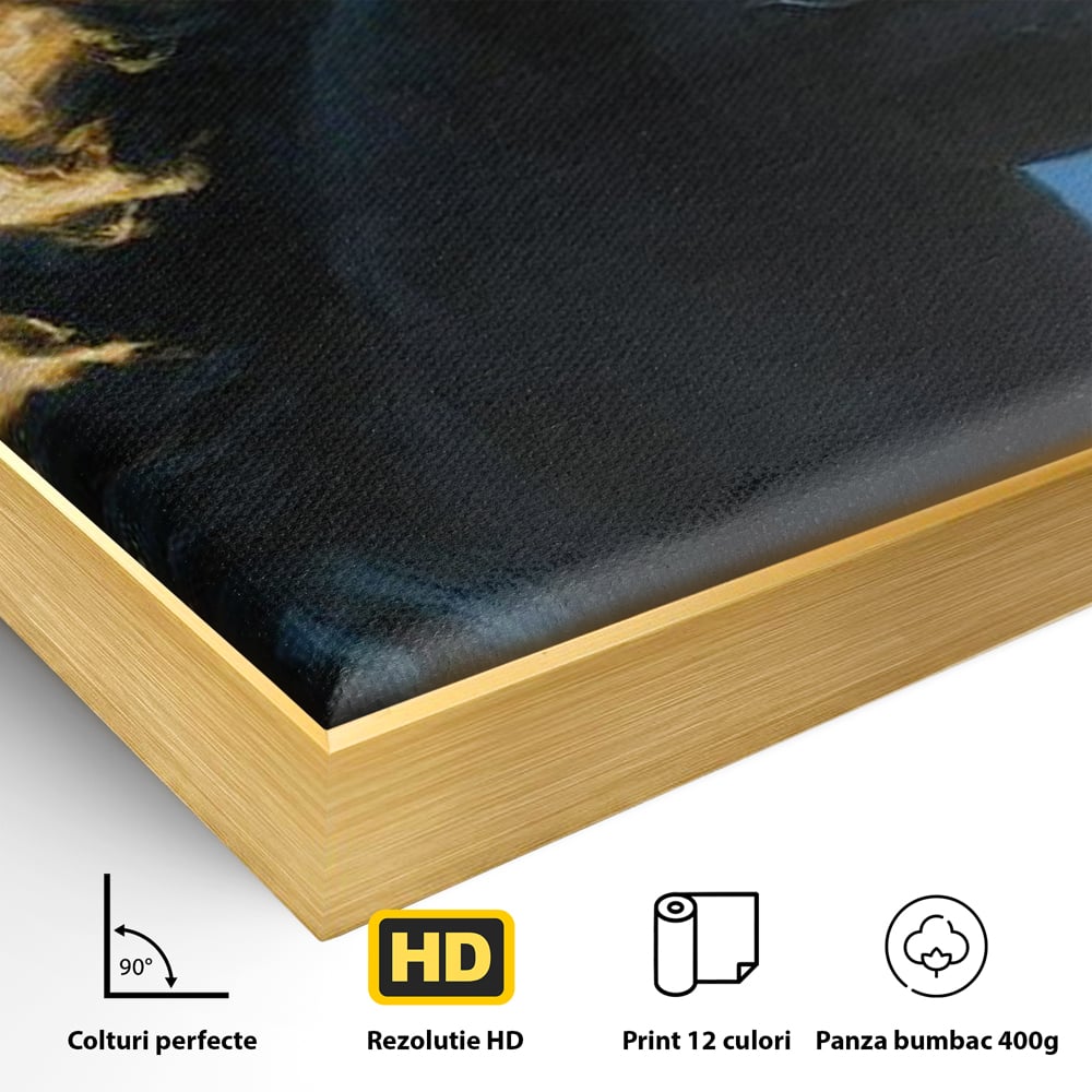 Tablou Canvas Premium, LuxCanva® M1485, Cursa fara Sfarsit, Cal, Armasar, Galop, Flacari, Foc, Mistic, Legenda, Umbra, Dormitor, Birou, Living, Camera Copil