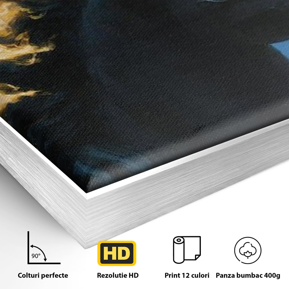 Tablou Canvas Premium, LuxCanva® M1485, Cursa fara Sfarsit, Cal, Armasar, Galop, Flacari, Foc, Mistic, Legenda, Umbra, Dormitor, Birou, Living, Camera Copil